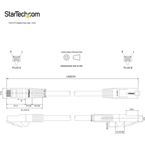 StarTech. com N6LPATCH20BK CAT6 Ethernet Patch Cable - 20ft (6m) LSZH 10 GbE Snagless 100W PoE UTP RJ45 Black