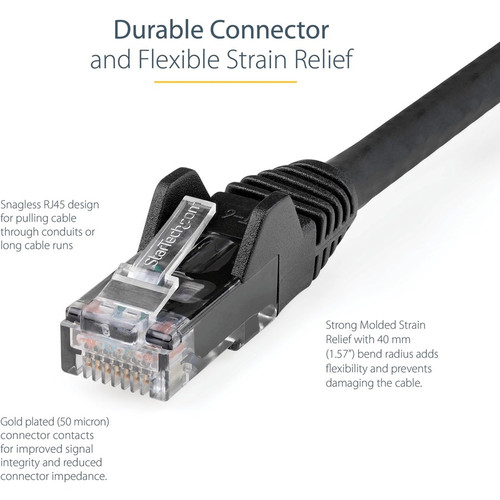 StarTech. com N6LPATCH30BK CAT6 Ethernet Patch Cable - 30ft (9m) LSZH UTP Snagless RJ45 10GbE 100W PoE Black