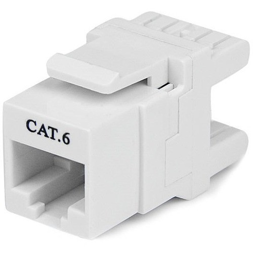 StarTech.com 180&deg; Cat 6 Keystone Jack - RJ45 Ethernet Cat6 Wall Jack White - 110 Type - Terminate Cat6 cables at a 180&deg; angle, (Fleet Network)