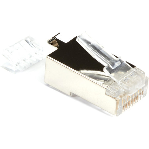 Black Box CAT6 Modular Plug For 23-AWG Wire - Shielded, RJ45, 100-Pack - 100 Pack - 1 x RJ-45 Network Male - Nickel - TAA Compliant (Fleet Network)