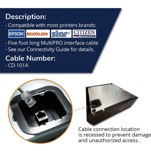 apg Printer Interface Cable | CD-101A Cable for Cash Drawer to Printer| 1 x RJ-12 Male - 1 x RJ-45 Male | Connects to EPSON and Star - (CD-101A)