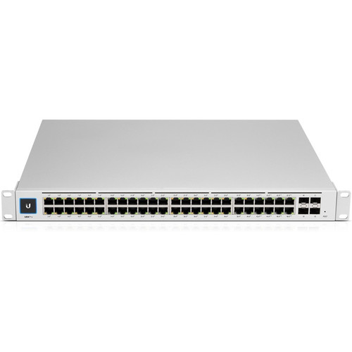Ubiquiti USW-PRO-48-POE Layer 3 Switch - 48 Ports - 600W PoE Budget - 4x SFP+ Uplinks - 1U Rack-Mountable