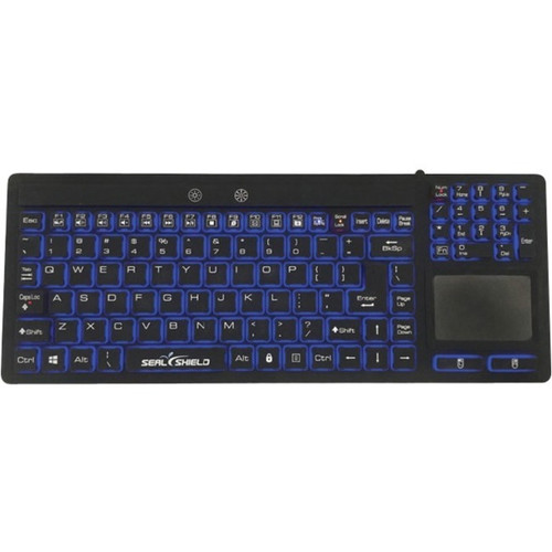 Seal Shield Seal Glow Series Waterproof Silicone Backlit Keyboard With Touchpad - Cable Connectivity - USB Interface - 108 Key - (US) (Fleet Network)