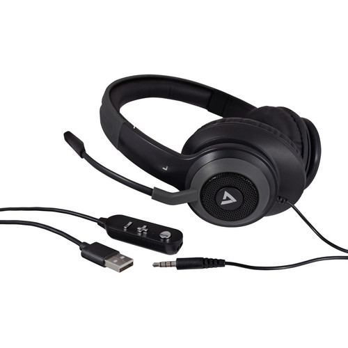 V7 Premium Over-Ear Stereo Headset with Boom Mic - Stereo - USB, Mini-phone (3.5mm) - Wired - 32 Ohm - 20 Hz - 20 kHz - Over-the-head (Fleet Network)