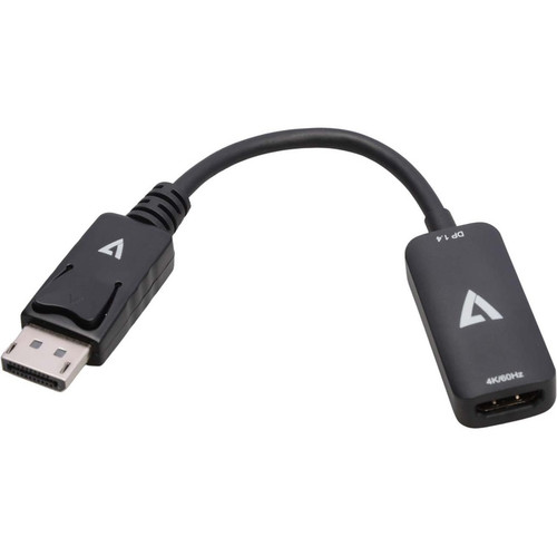 V7 DisplayPort 1.4 Male to HDMI 2.0 Female Adapter 4K UHD Black - DisplayPort/HDMI A/V Cable for Audio/Video Device, Monitor, Desktop (V7DPHDMIACTV) V7DPHDMIACTV AV Cable physical V7 Fleet Network Canada