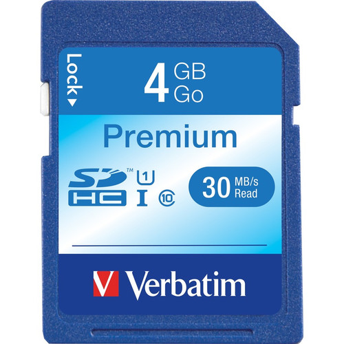 Verbatim 4GB Premium SDHC Memory Card, UHS-I U1 Class 10 - 30 MB/s Read - Lifetime Warranty (Fleet Network)