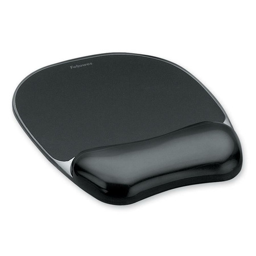 Fellowes Crystals&trade; Gel Mousepad Wrist Support Black - 0.56" (14.22 mm) x 7.94" (201.68 mm) x 9.06" (230.12 mm) Dimension - Black (Fleet Network)