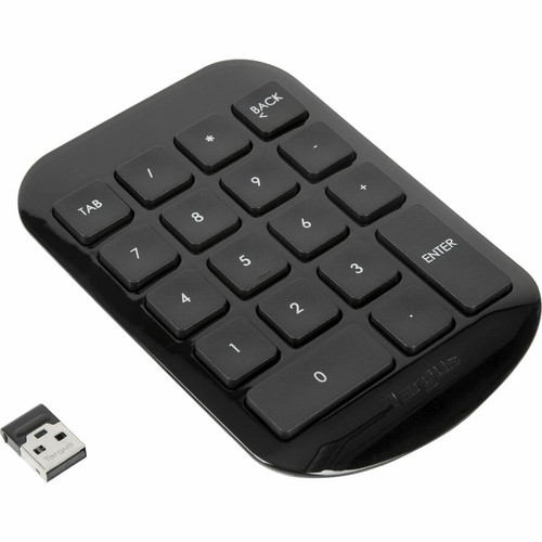 Targus Wireless Stow & Go Numeric Keypad - Wireless Connectivity - 33 ft (10058.40 mm) - USB Interface - Black, Gray (AKP11US) AKP11US Keyboards & Keypads physical Targus Fleet Network Canada