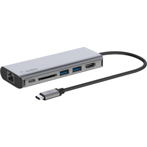Belkin USB-C 6-in-1 Multiport Adapter, Laptop Docking Station, 4k HDMI, 100W Power Delivery - USB Type C - USB Type-C - Wired (Fleet Network)