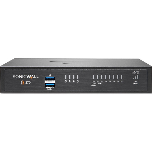 SonicWall TZ270 Network Security/Firewall Appliance - 8 Port - 10/100/1000Base-T - Gigabit Ethernet - DES, 3DES, MD5, SHA-1, AES AES - (Fleet Network)