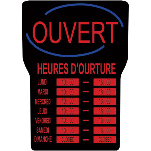 Royal Sovereign LED Open with Business Hours Sign French - 1 Each - Open, Business Hour Print/Message - 16" (406.40 mm) Width x 24" - (Fleet Network)