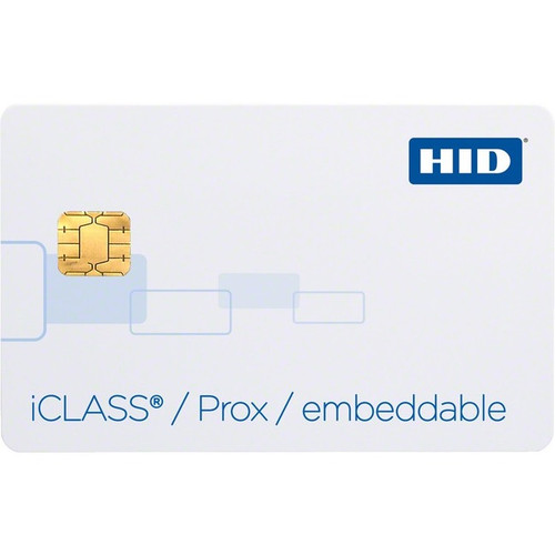 HID iCLASS /Prox Embeddable Card - Printable - Smart Card - 3.38" (85.73 mm) x 2.13" (54.03 mm) Length - White - Polyethylene (PET), (Fleet Network)