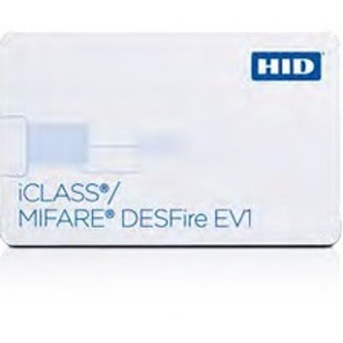 HID iCLASS/MIFARE DESFire EV1 ID Card - Printable - Smart Card - 3.37" (85.60 mm) x 2.13" (53.98 mm) Length - White - Polyester/PVC (Fleet Network)