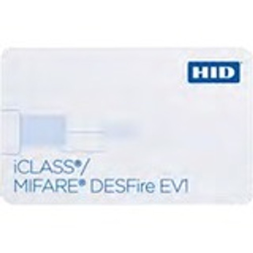 HID iCLASS/MIFARE DESFire EV1 ID Card - Printable - Smart Card - 3.37" (85.60 mm) x 2.13" (53.98 mm) Length - White - Polyester/PVC (Fleet Network)