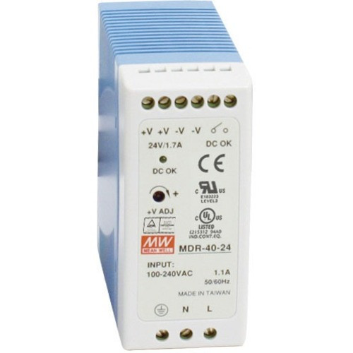 Black Box DIN Rail Industrial Power Supply - 40W, 24VDC - DIN Rail - 24 V DC @ 1.7 A Output - 40 W (Fleet Network)