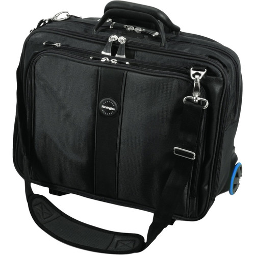 Kensington Contour Carrying Case (Roller) for 17" Notebook - Black, Gray - 1680D Polyester Body - Telescoping Handle, Shoulder Strap - (Fleet Network)