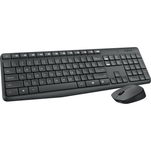 Logitech MK235 Keyboard  Mouse Keyboard English Layout only - USB Wireless RF - English - Black - USB Wireless RF - Optical - Wheel 920-007897