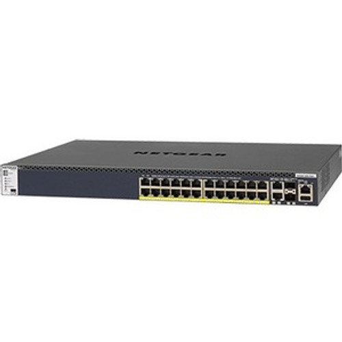 Netgear M4300 24x1G PoE+ Stackable Managed Switch with 2x10GBASE-T and 2xSFP+ (1;000W PSU) - 26 Ports - Manageable - Gigabit Ethernet, (Fleet Network)