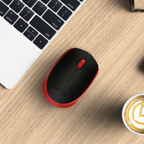 Logitech M170 Wireless Compact Mouse Red - Optical - Wireless - Radio Frequency - 240 GHz - Red - USB - 1000 dpi - Scroll Wheel - 3 910-004941