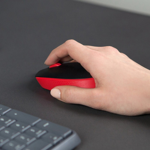 Logitech M170 Wireless Compact Mouse Red - Optical - Wireless - Radio Frequency - 240 GHz - Red - USB - 1000 dpi - Scroll Wheel - 3 910-004941