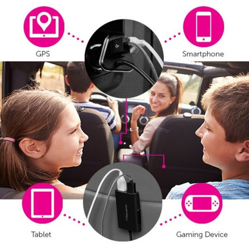 Aluratek 4-Port USB Car Charger with Extended Charging Ports - 12 V DC Input - 5 V DC240 A Output AUCC04F