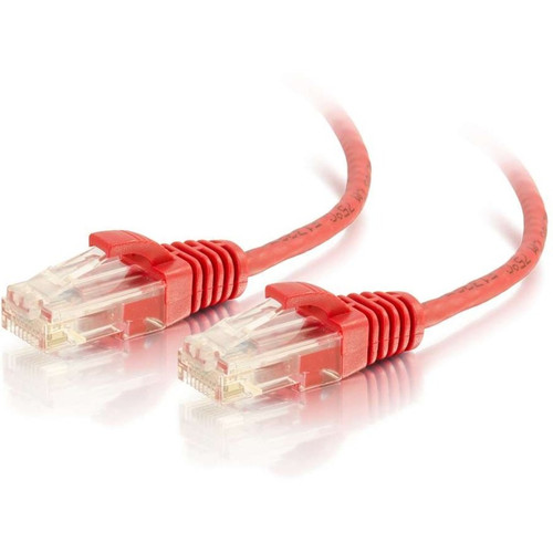 C2G 1ft Cat6 Slim Snagless Unshielded (UTP) Ethernet Cable - Red - 1 ft Category 6 Network Cable for Network Device - First End: 1 x - (Fleet Network)