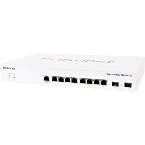 Fortinet FortiSwitch 108E-FPOE Ethernet Switch - 8 Ports - Manageable - 2 Layer Supported - Modular - 2 SFP Slots - Twisted Pair - 1U FS-108E-FPOE