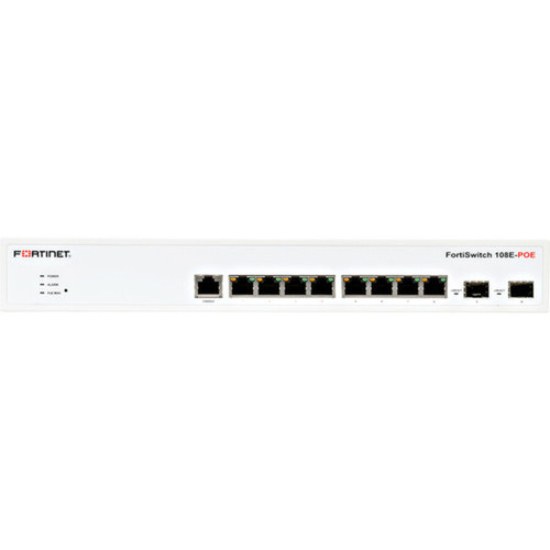 Fortinet FortiSwitch 108E-FPOE Ethernet Switch - 8 Ports - Manageable - 2 Layer Supported - Modular - 2 SFP Slots - Twisted Pair - 1U FS-108E-FPOE