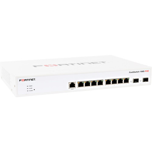 Fortinet FortiSwitch 108E-FPOE Ethernet Switch - 8 Ports - Manageable - 2 Layer Supported - Modular - 2 SFP Slots - Twisted Pair - 1U FS-108E-FPOE