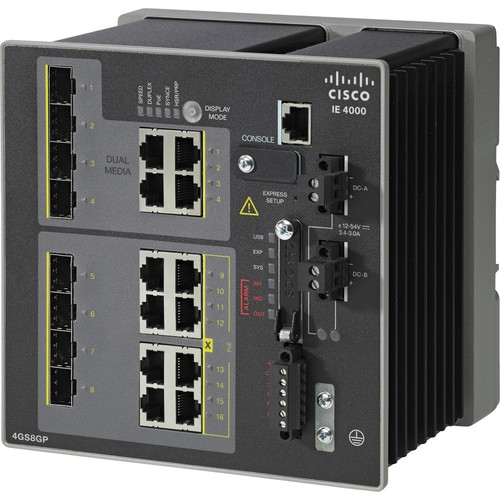 Cisco IE-4000-4GS8GP4G-E Layer 3 Switch - 12 Ports - Manageable - Gigabit Ethernet - 1000Base-T, 1000Base-X - Refurbished - 3 Layer - (Fleet Network)