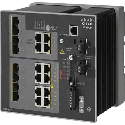 Cisco IE-4000-4GS8GP4G-E Layer 3 Switch - 12 Ports - Manageable - Gigabit Ethernet - 1000Base-T 1000Base-X - Refurbished - 3 Layer - IE40004GS8GP4GE-RF