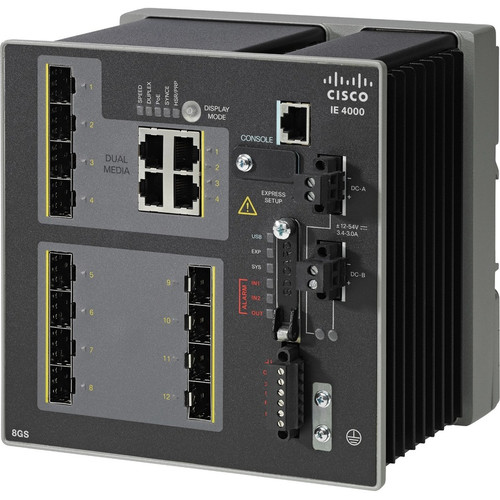 Cisco IE-4000-8GS4G-E Ethernet Switch - 4 Ports - Manageable - Gigabit Ethernet - 1000Base-T, 1000Base-X - Refurbished - 3 Layer - 8 - (Fleet Network)