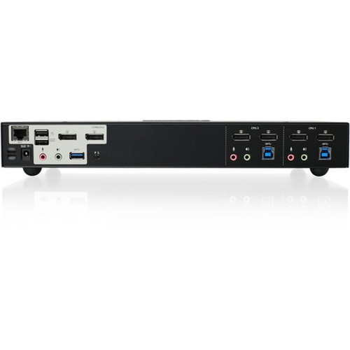 IOGEAR 2-Port 4K Dual View DisplayPort KVMP with USB 30 Hub and Audio TAA - 2 Computers - 1 Local Users - 4096 x 2160 - 5 x USB GCS1942