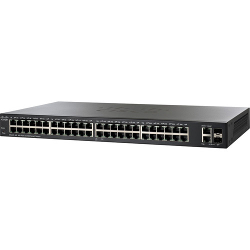 Cisco SF220-48 48-Port 10/100 Smart Plus Switch - 48 Ports - Manageable - 10/100Base-TX, 10/100/1000Base-T, 1000Base-X - Refurbished - (Fleet Network)