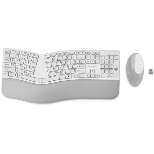 Kensington Pro Fit Ergo Wireless Keyboard and Mouse-Gray - USB Wireless BluetoothRF 40 Keyboard - Gray - USB Wireless BluetoothRF - K75407US