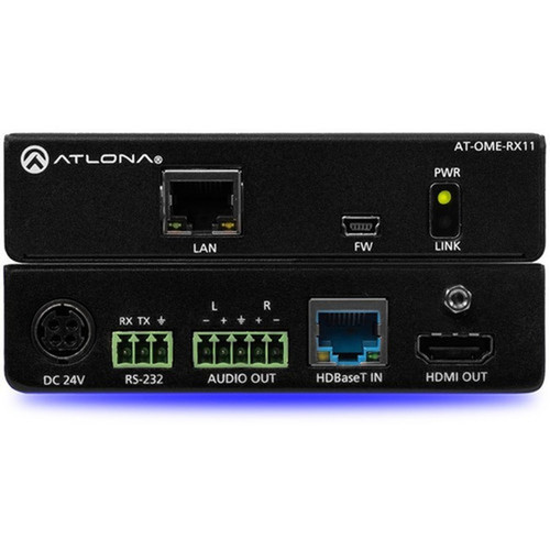 Atlona HDBaseT Receiver for HDMI with Audio - 1 Output Device - 330 ft 100584 mm Range - 2 x Network RJ-45 - 1 x USB - 1 x HDMI - AT-OME-RX11