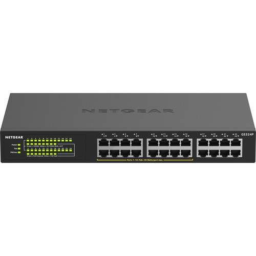 Netgear GS324P Ethernet Switch - 24 Ports - 2 Layer Supported - Twisted Pair - Rack-mountable, Desktop - 3 Year Limited Warranty (Fleet Network)
