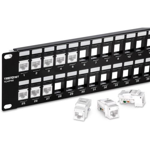 TRENDnet 48-Port Blank Keystone 2U HD Patch Panel 2U 19 Rackmount Housing HD Keystone Network Patch Panel Recommended With  Cat6 TC-KP48