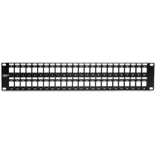 TRENDnet 48-Port Blank Keystone 2U HD Patch Panel 2U 19 Rackmount Housing HD Keystone Network Patch Panel Recommended With  Cat6 TC-KP48