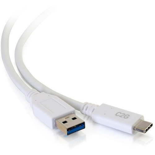 C2G 6ft USB 30 Type C to USB A - USB Cable White MM - 6 ft USBUSB-C Data Transfer Cable for Tablet Smartphone Notebook - First 1 28836