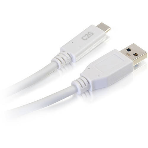 C2G 6ft USB 30 Type C to USB A - USB Cable White MM - 6 ft USBUSB-C Data Transfer Cable for Tablet Smartphone Notebook - First 1 28836