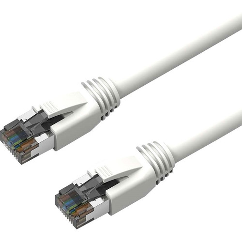 Axiom 50FT CAT8 2000mhz S/FTP Shielded Patch Cable Snagless Boot (White) - 50 ft Category 8 Network Cable for Network Device - First - (Fleet Network)