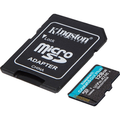 Kingston Canvas Go Plus 128 GB Class 10UHS-I U3 V30 microSDXC - 170 MBs Read - 90 MBs Write - Lifetime Warranty SDCG3128GBCR