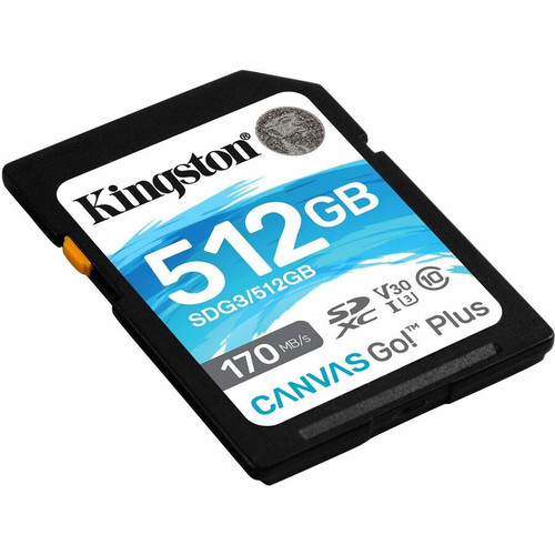 Kingston Canvas Go! Plus 512 GB Class 10/UHS-I (U3) V30 SDXC - 170 MB/s Read - 90 MB/s Write (Fleet Network)