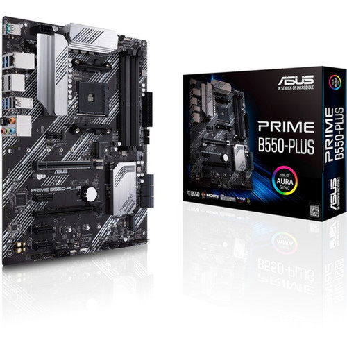 Asus Prime B550-PLUS Desktop Motherboard - AMD B550 Chipset - Socket AM4 - ATX - 128 GB DDR4 SDRAM Maximum RAM - DIMM UDIMM - 4 x - - PRIME B550-PLUS