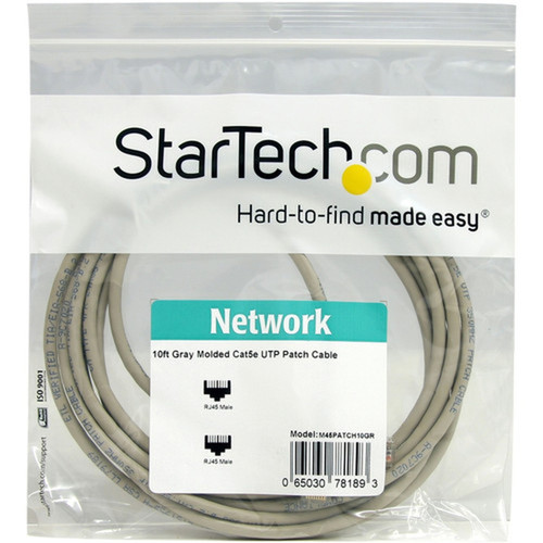 StarTechcom_10ft_Gray_Molded_Cat5e_UTP_Patch_Cable_-_Category_5e_-_10_ft_-_1_x_RJ-45_Male_Network_-_1_x_RJ-45_Male_Network_-_Gray_M45PATCH10GR