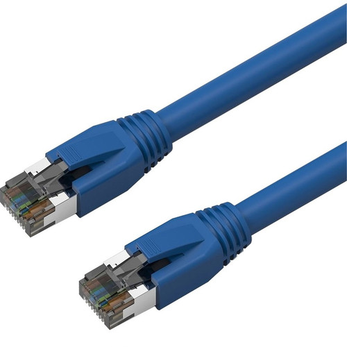 Axiom 1FT CAT8 2000mhz S/FTP Shielded Patch Cable Snagless Boot (Blue) - 1 ft Category 8 Network Cable for Network Device - First End: (Fleet Network)