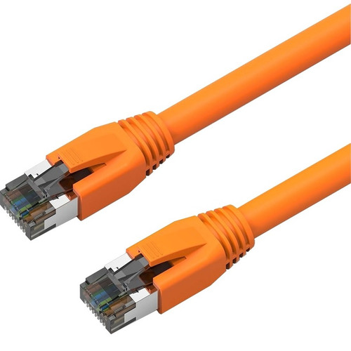 Axiom 35FT CAT8 2000mhz S/FTP Shielded Patch Cable Snagless Boot (Orange) - 35 ft Category 8 Network Cable for Network Device - First (Fleet Network)