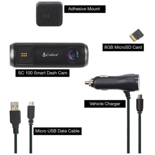 Cobra Single-View Smart Dash Cam with Real-Time Driver Alerts - Dashboard - Wired - 1920 x 1080 Video SC100
