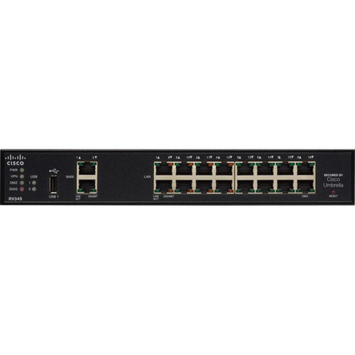 Cisco RV345 Router - Refurbished - 18 Ports - 2 WAN Ports - Management Port - Gigabit Ethernet - Rack-mountable Lifetime Warranty RV345-K9-NA-RF
